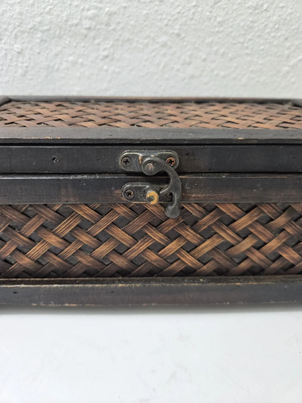 Handwoven Wooden Keepsake Box - Brown